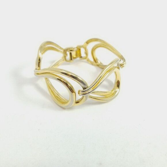 Vintage Chunky Gold Tone Chain Bracelet, Big Oval Shape Links, Retro 80s Style - Picture 5 of 5